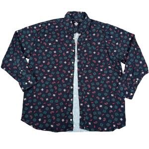 Vintage 90s Tabasco Sauce All Over Print Button Up Shirt Geometric Pattern XL